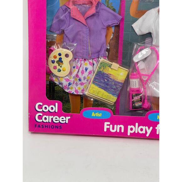 VTG 3 NEW BARBIE 1996 COOL CAREER Fashion NURSE, EXECUTIVE & ARTIST Clothes LOT - Picture 3 of 11